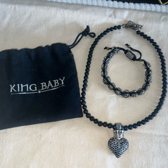 King Baby Black Heart Necklace and Rose Bracelet - Picture 2 of 9